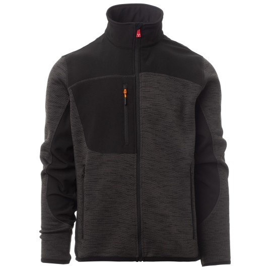 KURTKA SOFTSHELL TRAVEL - SZARY STALOWY MELANŻ-CZARNO