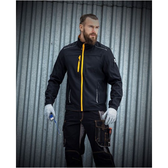 KURTKA SOFTSHELL VISION MĘSKA - CZARNY-POMARAŃCZOWY