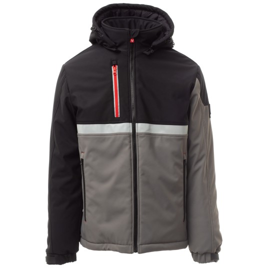 KURTKA SOFTSHELL WISE PAD - ZADYMIONY-CZARNY