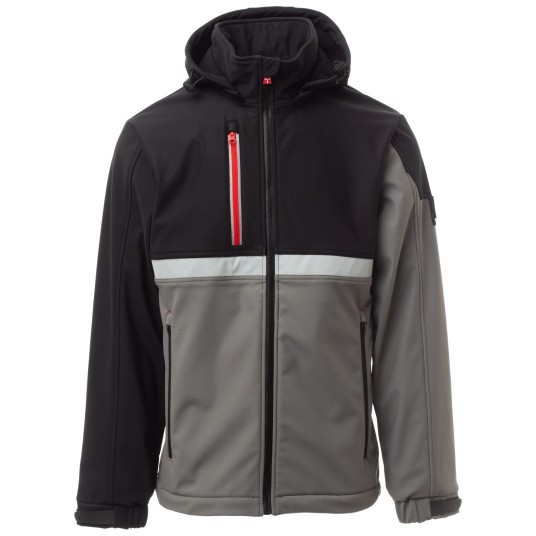 KURTKA SOFTSHELL WISE - ZADYMIONY-CZARNY