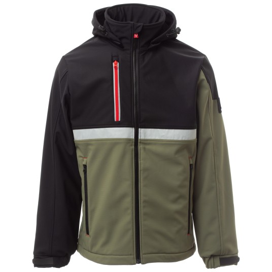 KURTKA SOFTSHELL WISE - ZIELONY WOJSKOWY-CZARNY