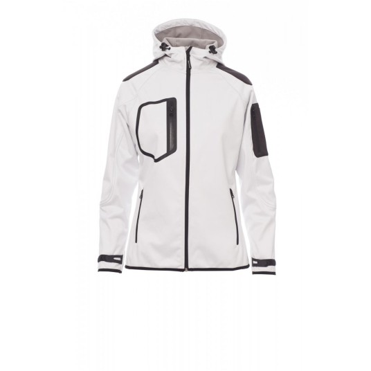 KURTKA SOFTSHELL Z KAPTUREM DAMSKA EXTREME LADY - BIAŁY/CZARNY