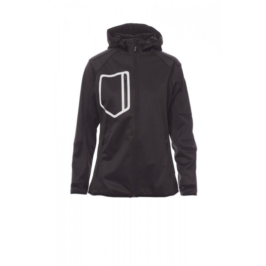 KURTKA SOFTSHELL Z KAPTUREM DAMSKA EXTREME LADY - CZARNY/CZARNY