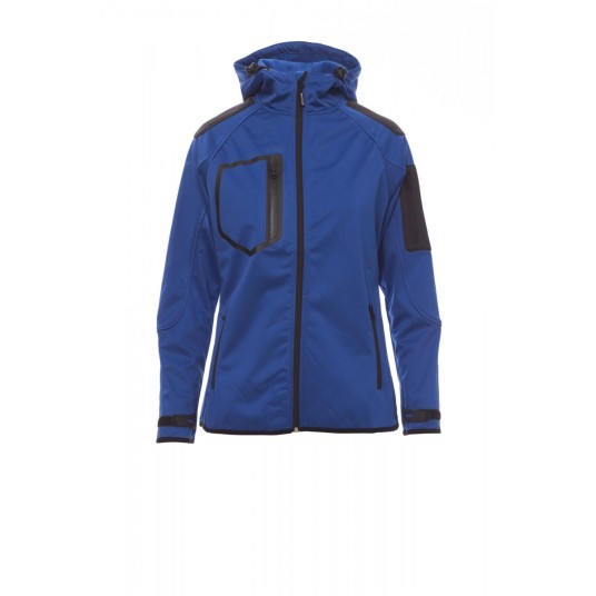 KURTKA SOFTSHELL Z KAPTUREM DAMSKA EXTREME LADY - KRÓLEWSKI NIEBIESKI/CZARNY