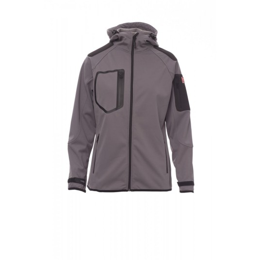 KURTKA SOFTSHELL Z KAPTUREM DAMSKA EXTREME LADY - SZARY STALOWY/CZARNY