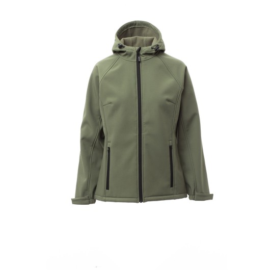 KURTKA SOFTSHELL Z KAPTUREM DAMSKA GALE LADY - ZIELONY WOJSKOWY
