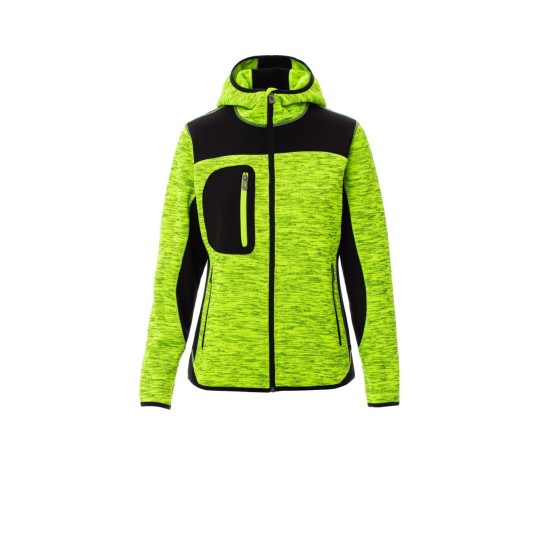 KURTKA SOFTSHELL Z KAPTUREM DAMSKA TRIP LADY - ŻÓŁTY FLUO/CZARNY