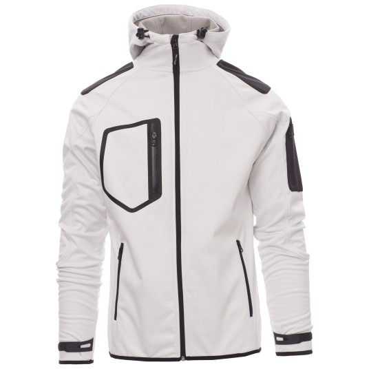 KURTKA SOFTSHELL Z KAPTUREM EXTREME - BIAŁY-CZARNY