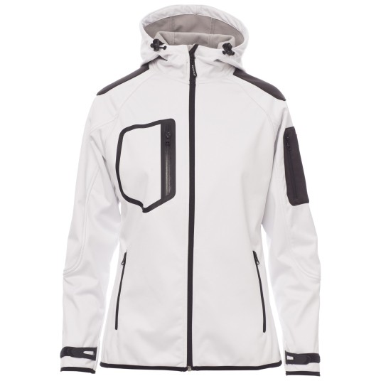 KURTKA SOFTSHELL Z KAPTUREM EXTREME LADY - BIAŁY-CZARNY