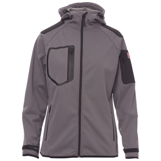 KURTKA SOFTSHELL Z KAPTUREM EXTREME LADY - SZARY STALOWY-CZARNY