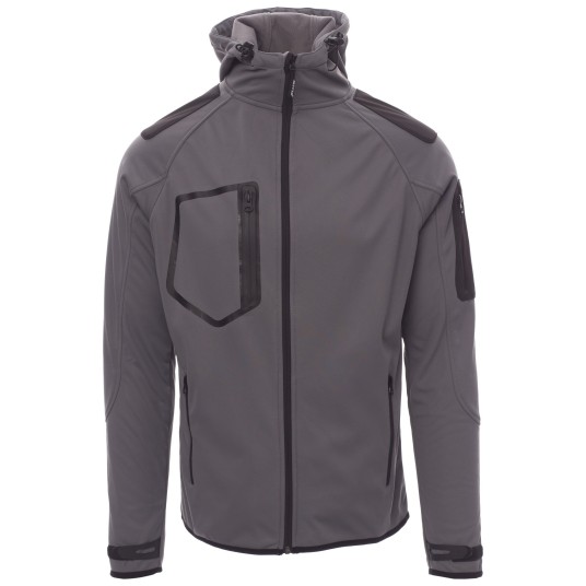 KURTKA SOFTSHELL Z KAPTUREM EXTREME - SZARY STALOWY-CZARNY