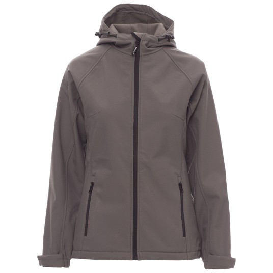 KURTKA SOFTSHELL Z KAPTUREM GALE LADY - SZARY STALOWY
