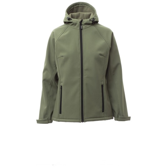 KURTKA SOFTSHELL Z KAPTUREM GALE LADY - ZIELONY WOJSKOWY
