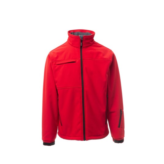 KURTKA SOFTSHELL Z KAPTUREM MĘSKA ALASKA - CZERWONY