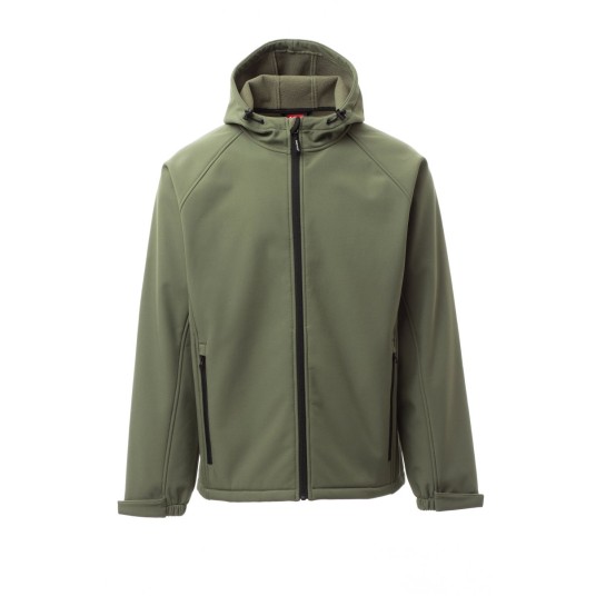 KURTKA SOFTSHELL Z KAPTUREM MĘSKA GALE - ZIELONY WOJSKOWY