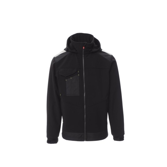 KURTKA SOFTSHELL Z KAPTUREM MĘSKA PERFORMER 2.0 - CZARNY/CZARNY