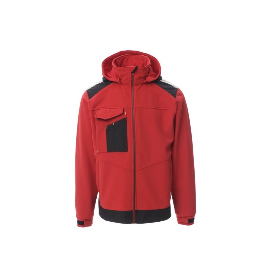KURTKA SOFTSHELL Z KAPTUREM MĘSKA PERFORMER 2.0 - CZERWONY/CZARNY