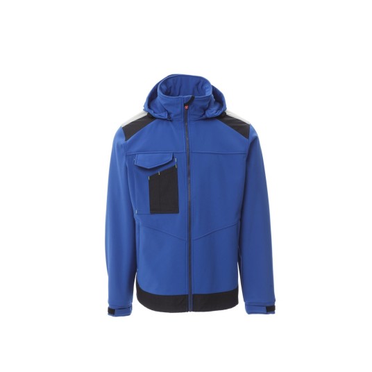 KURTKA SOFTSHELL Z KAPTUREM MĘSKA PERFORMER 2.0 - KRÓLEWSKI NIEBIESKI/CZARNY