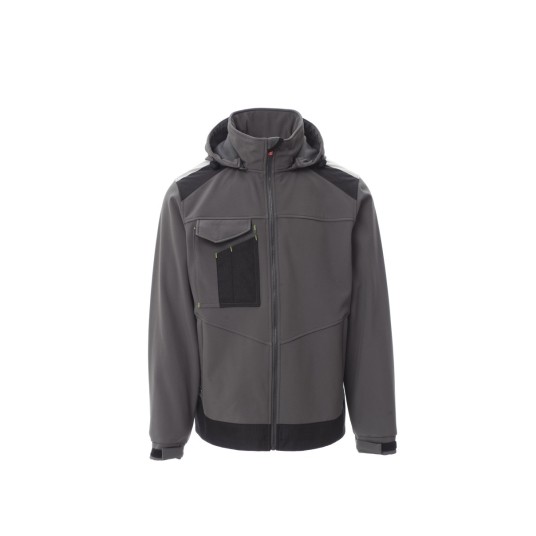 KURTKA SOFTSHELL Z KAPTUREM MĘSKA PERFORMER 2.0 - ZADYMIONY/CZARNY