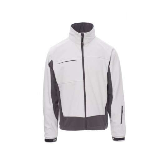 KURTKA SOFTSHELL Z KAPTUREM MĘSKA STORM - BIAŁY/SZARY