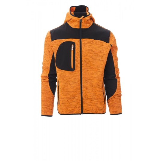 KURTKA SOFTSHELL Z KAPTUREM MĘSKA TRIP - POMARAŃCZOWY FLUO/CZARNY