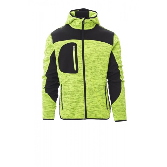 KURTKA SOFTSHELL Z KAPTUREM MĘSKA TRIP - ŻÓŁTY FLUO/CZARNY