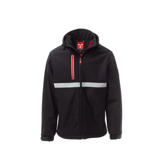 KURTKA SOFTSHELL Z KAPTUREM MĘSKA WISE - CZARNY/CZARNY