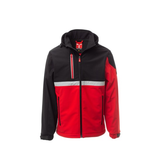 KURTKA SOFTSHELL Z KAPTUREM MĘSKA WISE - CZERWONY/CZARNY
