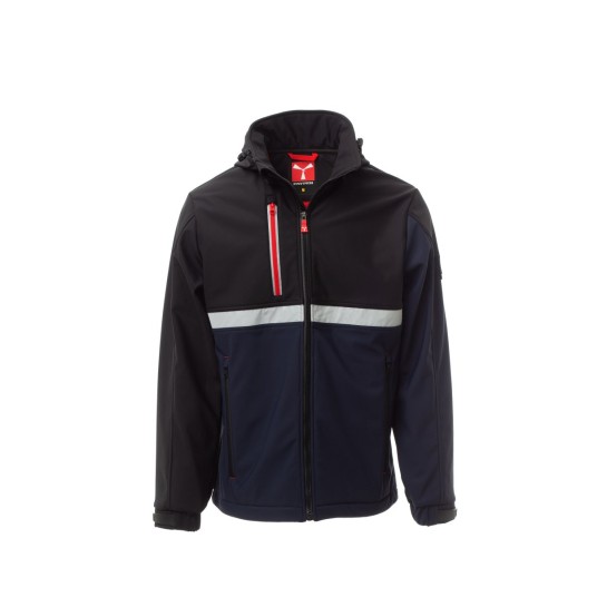 KURTKA SOFTSHELL Z KAPTUREM MĘSKA WISE - GRANATOWY/CZARNY