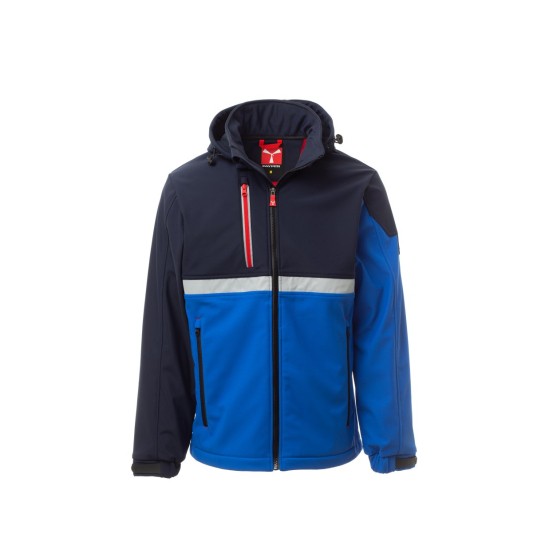 KURTKA SOFTSHELL Z KAPTUREM MĘSKA WISE - KRÓLEWSKI NIEBIESKI/GRANATOWY