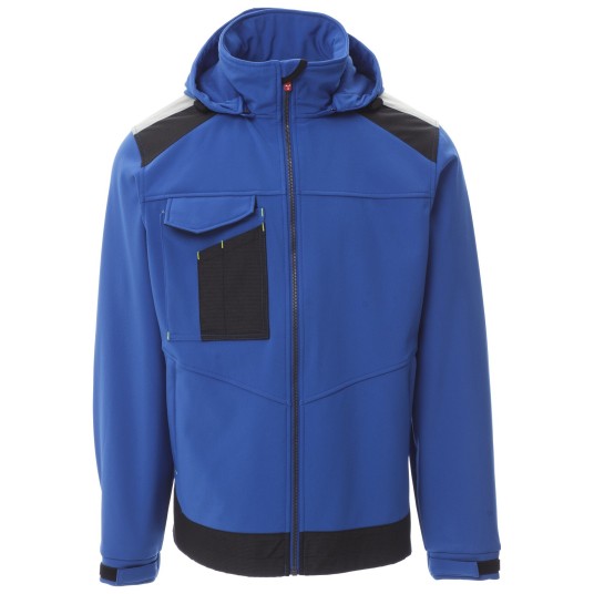 KURTKA SOFTSHELL Z KAPTUREM PERFORMER 2.0 - KRÓLEWSKI NIEBIESKI-CZARNY