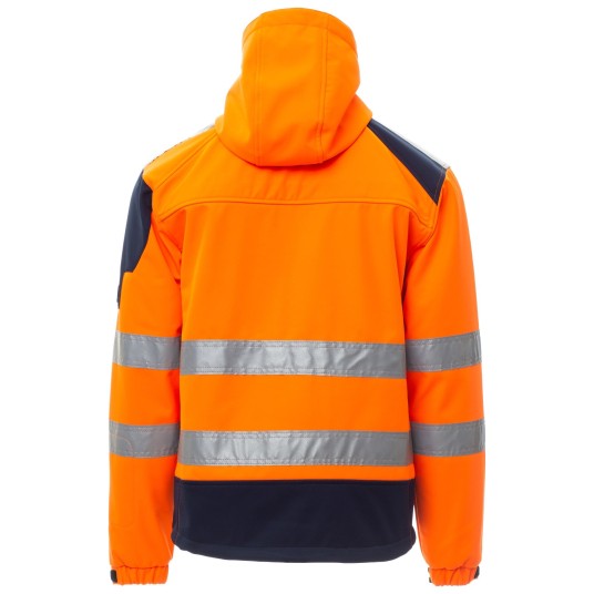 KURTKA SOFTSHELL Z KAPTUREM SHINE 2.0 - POMARAŃCZOWY FLUO-GRANATOWY