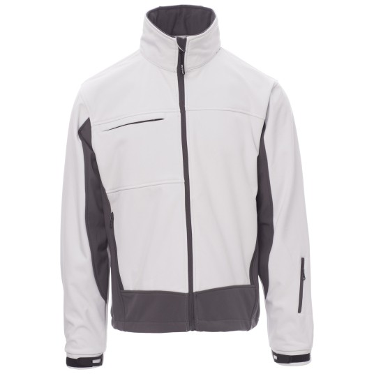 KURTKA SOFTSHELL Z KAPTUREM STORM - BIAŁY-SZARY