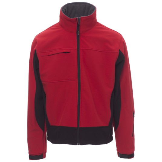 KURTKA SOFTSHELL Z KAPTUREM STORM - CZERWONY-CZARNY