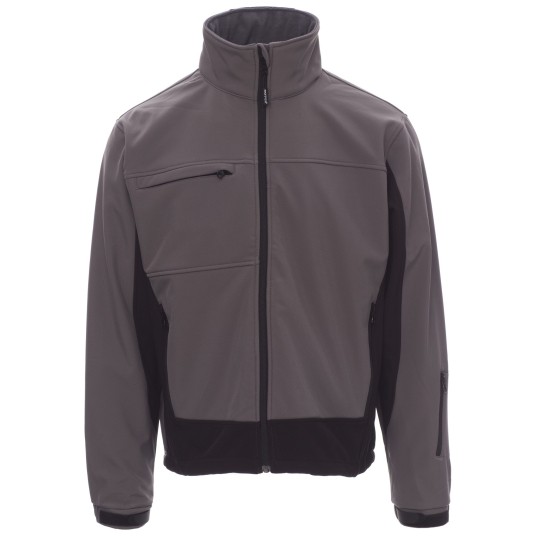 KURTKA SOFTSHELL Z KAPTUREM STORM - SZARY STALOWY-CZARNY
