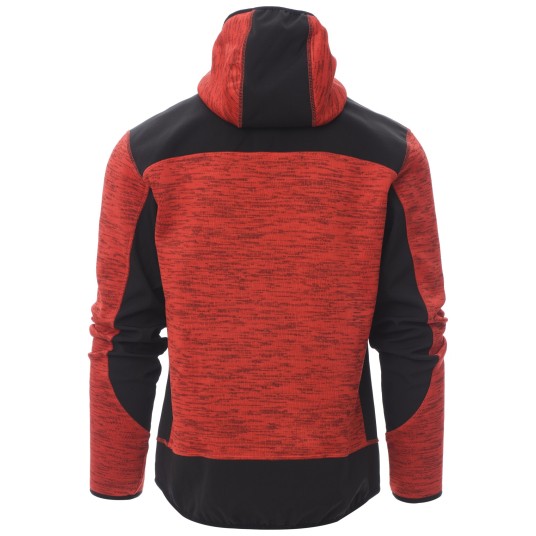 KURTKA SOFTSHELL Z KAPTUREM TRIP - CZERWONY-CZARNO-ŻÓŁTY FLUO
