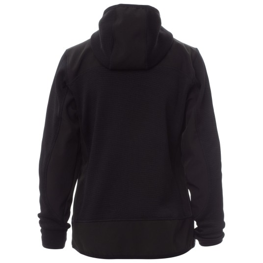 KURTKA SOFTSHELL Z KAPTUREM TRIP LADY - CZARNY-CZARNY-ŻÓŁTY FLUO