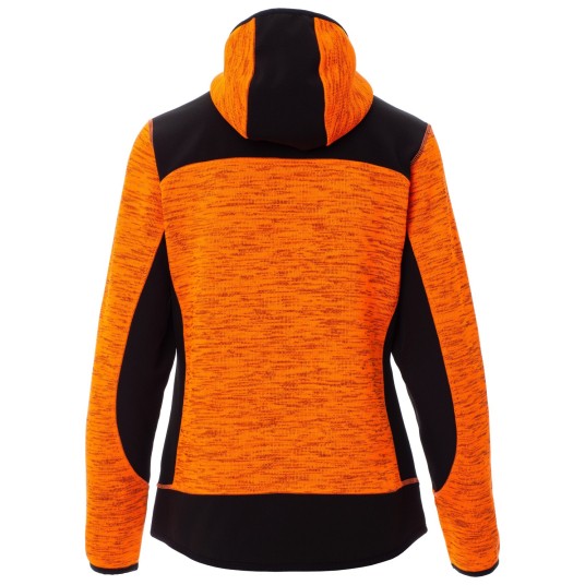 KURTKA SOFTSHELL Z KAPTUREM TRIP LADY - POMARAŃCZOWY FLUO-CZARNY