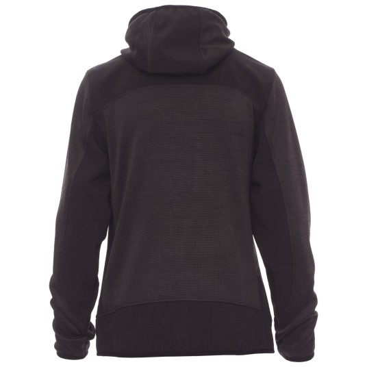 KURTKA SOFTSHELL Z KAPTUREM TRIP LADY - SZARY STALOWY MELANŻ-CZARNO-FUKSJOWY FLUO