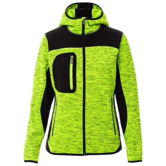 KURTKA SOFTSHELL Z KAPTUREM TRIP LADY - ŻÓŁTY FLUO-CZARNY