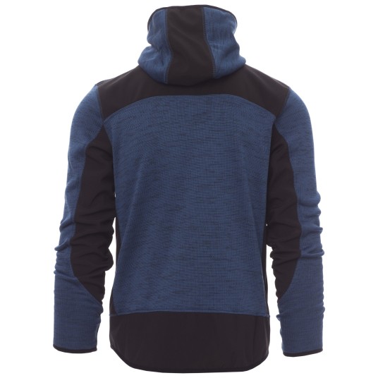 KURTKA SOFTSHELL Z KAPTUREM TRIP - NIEBIESKI MELANŻ-CZARNO-ŻÓŁTY FLUO