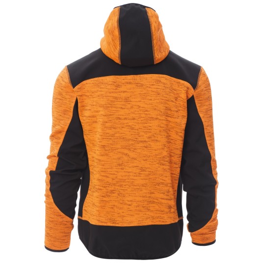 KURTKA SOFTSHELL Z KAPTUREM TRIP - POMARAŃCZOWY FLUO-CZARNY