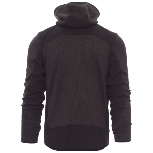 KURTKA SOFTSHELL Z KAPTUREM TRIP - SZARY STALOWY MELANŻ-CZARNO-POMARAŃCZOWY FLUO