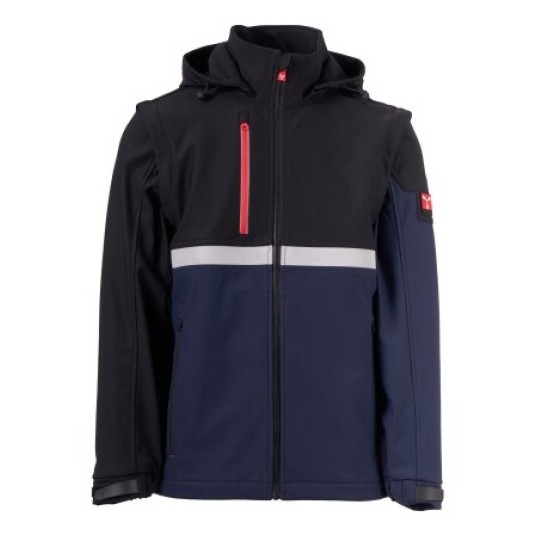 KURTKA SOFTSHELL Z KAPTUREM WISE 2IN1 - GRANATOWY-CZARNY