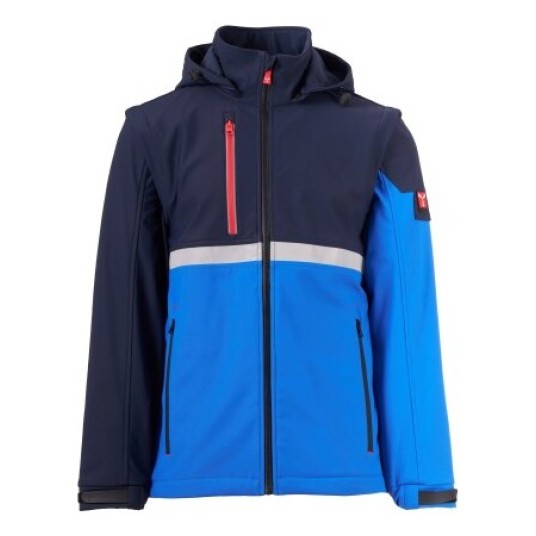 KURTKA SOFTSHELL Z KAPTUREM WISE 2IN1 - KRÓLEWSKI NIEBIESKI-GRANATOWY