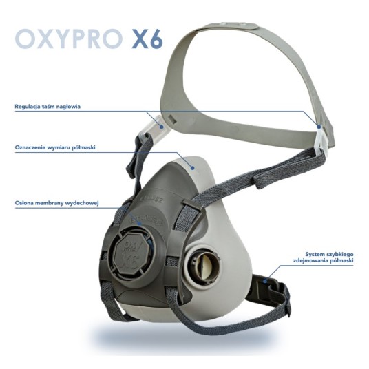 PÓŁMASKA OXYLINE OXYPRO X6 GUMA TPR (BAGNET)