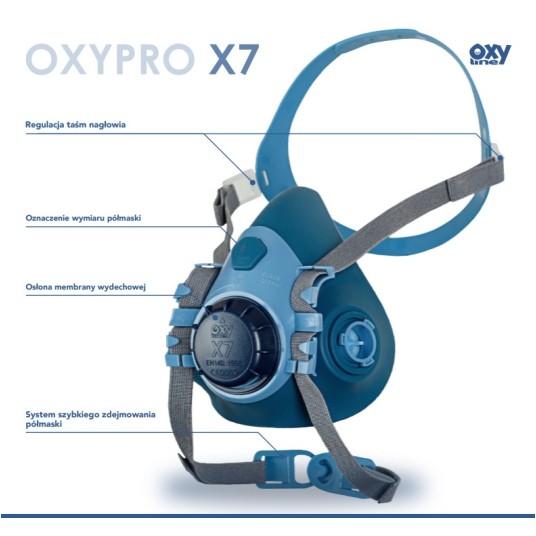 PÓŁMASKA OXYLINE OXYPRO X7 SILIKON (BAGNET)