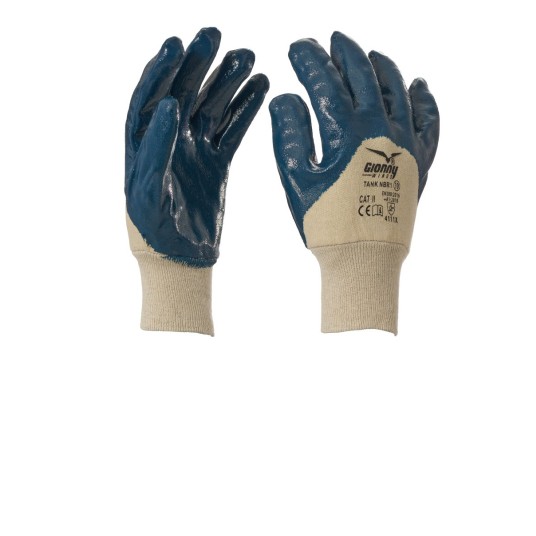 RĘKAWICA BAWEŁNIANA POWLEKANA GUMĄ TANK NBR1 - NIEBIESKI