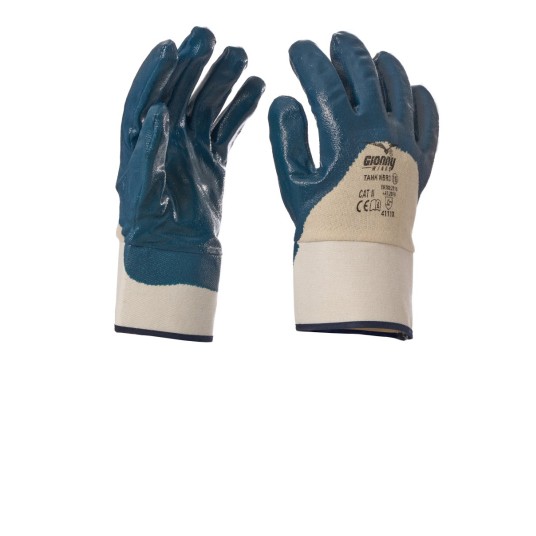 RĘKAWICA BAWEŁNIANA POWLEKANA GUMĄ TANK NBR3 - NIEBIESKI