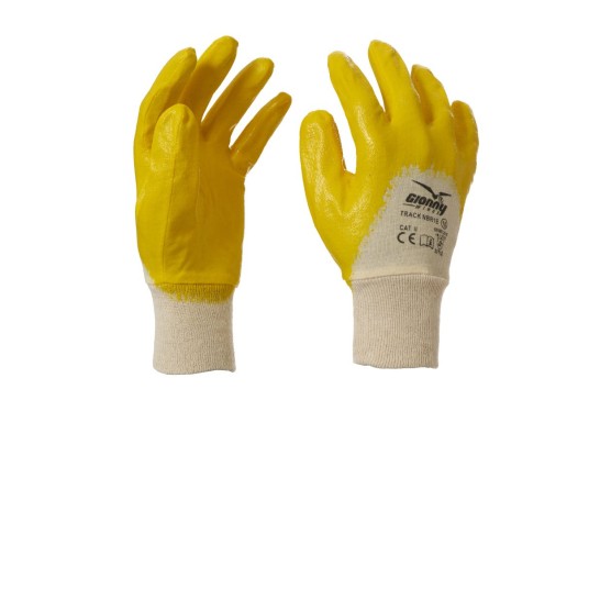 RĘKAWICA BAWEŁNIANA POWLEKANA GUMĄ TRACK NBR1E - ŻÓŁTY